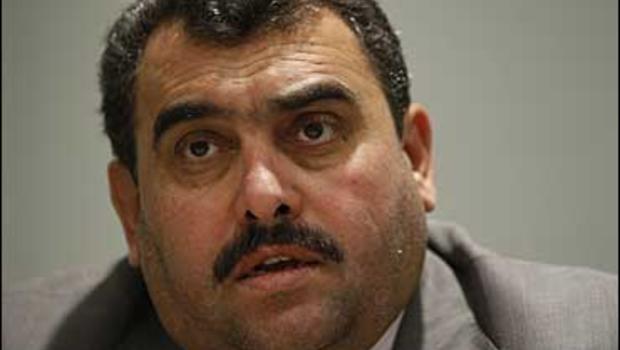 Mamoon Sami Rashid Al-Alwani, the governor of Anbar province in Iraq, speaks to reporters at a hotel in Washington, Friday, Nov. 2, 2007. - image3448158x