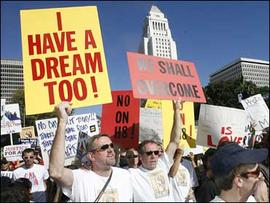 Demonstrators turn out for marriage equality at Los Angeles City Hall