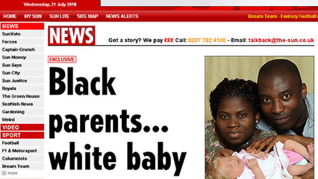Black parents say they gave birth to white baby. 