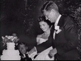 John F. Kennedy and Jacqueline Bouvier at their Sept. 12, 1953, wedding in Newport, R.I. (AP Graphicsbank)