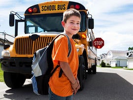 boy, school bus
