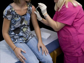HPV vaccine generic girl getting shot