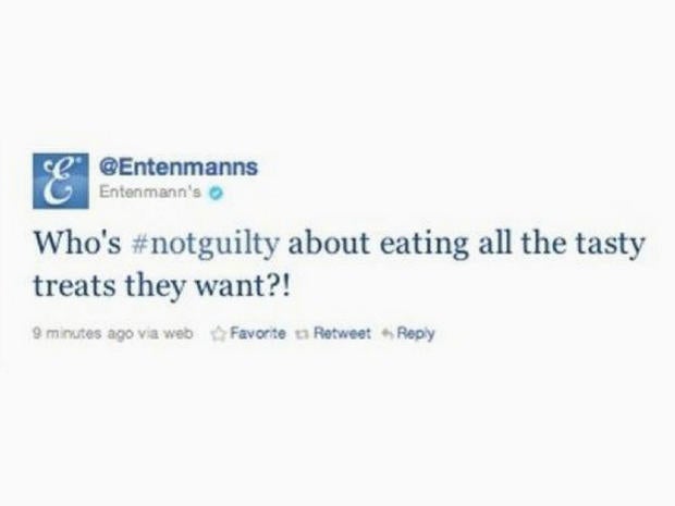 Hashtag fail: Entenmann's tweets #NotGuilty about eating treats