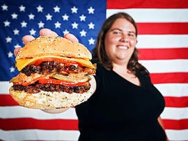 american, flag, burger, cheeseburger, overweight, stock, 4x3, obese, fat