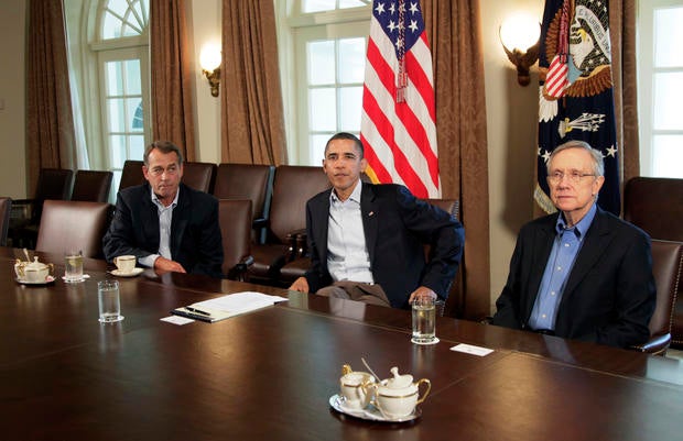 President Obama, House Speaker John Boehner and Senate Majority Leader Harry Reid