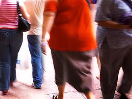 overweight, fat, obese, people, group, walking, streets, urban, city, america, stock, 4x3