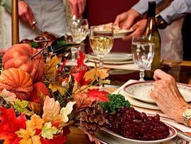 Cutting up the Thanksgiving turkey.