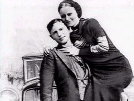 Notorious robbery partners Bonnie Parker and Clyde Barrow are seen in this picture taken between 1932 and 1934.