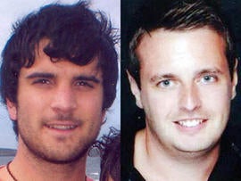James Cooper, right, and his friend James Kouzaris