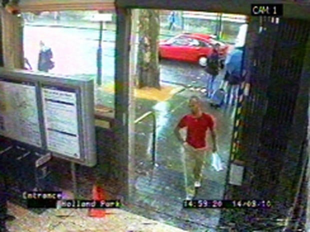 CCTV image issued by the London Metropolitan Police made available Thursday April 26, 2012, showing Gareth Williams at Holland Park Tube station in London on August 14 2010.