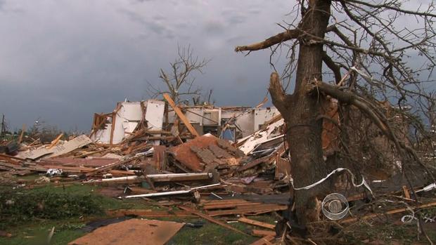 The remains of Nancy Davis' home in Moore, Okla., following Monday's tornado.