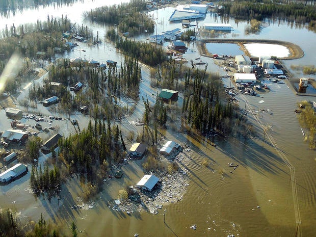 Homes and other buildings are shown flooded in Galena, Alaska, May 27, 2013, in this picture released by the National Weather Service.