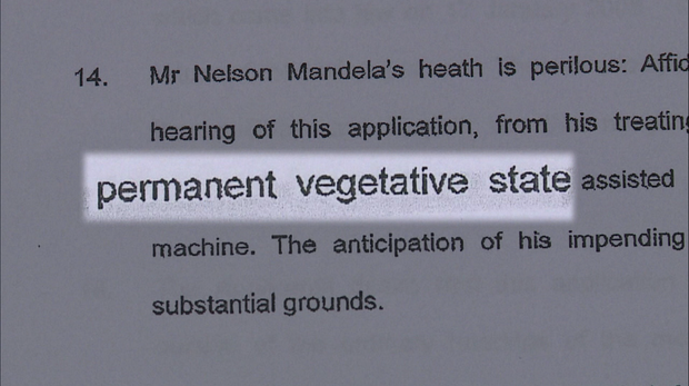 Text from legal filings related to a family dispute about the burial of Mandela's deceased children.