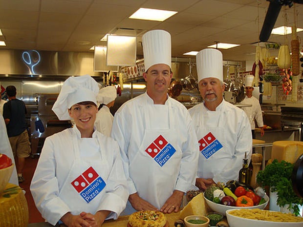 Domino's Chief Marketing Officer Russell J. Weiner and Domino's pizza chefs