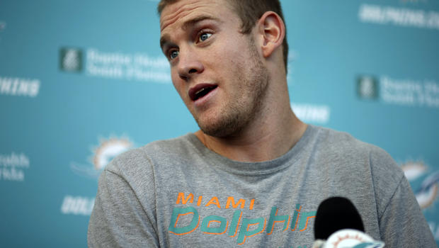 Miami Dolphins quarterback <b>Ryan Tannehill</b> talks to the media during a news <b>...</b> - ryan_tannehill_AP740107254553