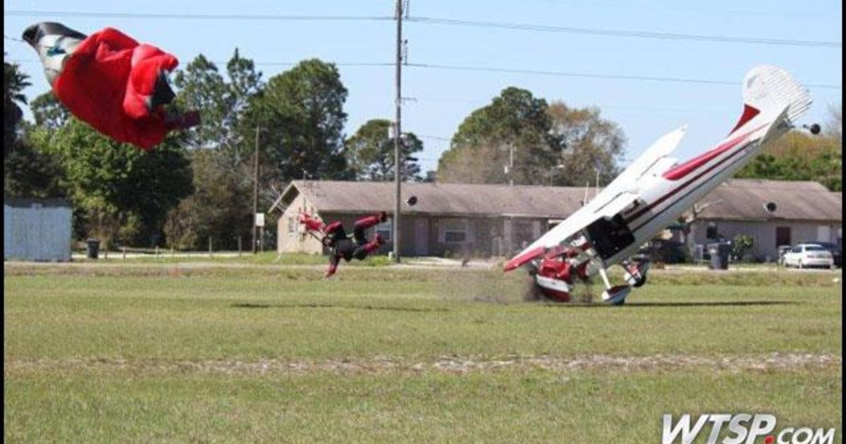 Photos capture plane, skydiver colliding in Florida CBS News