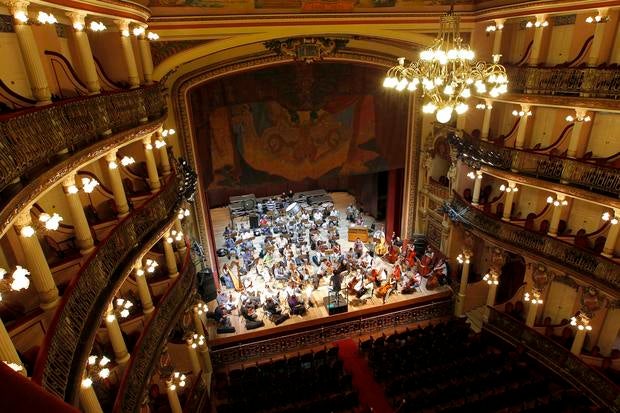 An orchestra practises at the Amazonas Theatre in Manaus