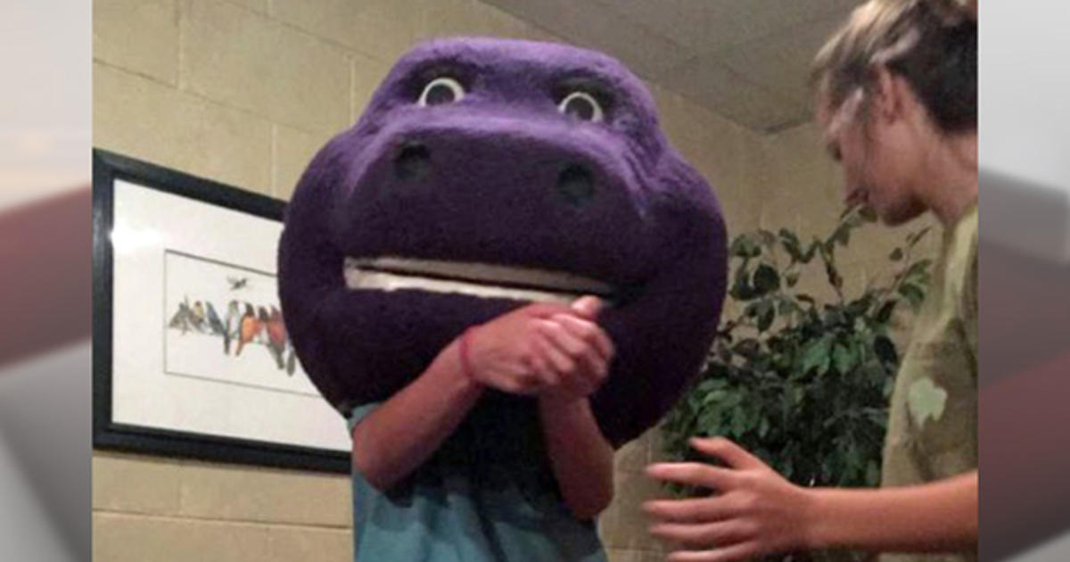Barney Head Gets Stuck On Alabama Teen At Slumber Party Cbs News