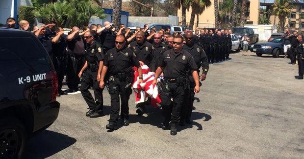 Police dog dead from friendly fire during confrontation with gunman - CBS News