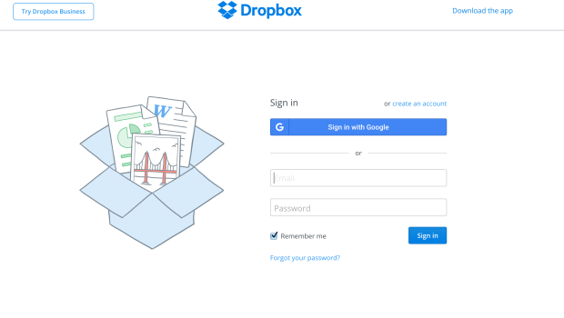 access your password protected dropbox files