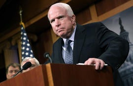 Sen. John McCain, R-Arizona, speaks during a press conference at the U.S. Capitol Feb. 5, 2015, in Washington, D.C.