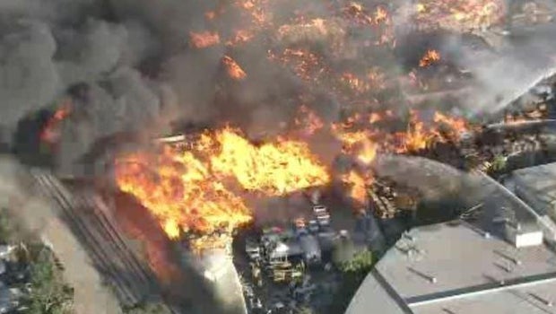 Firefighters douse huge fire at California recycling center