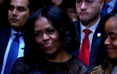 President Obama tears up praising Michelle's grit, grace and style