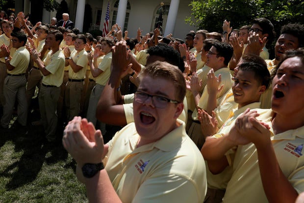 American Legion Boys Go Nuts When Trump Makes 'Fake News' Joke