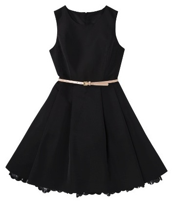Jason Wu for Target Flared Dress in Black with Nude Patent Belt 