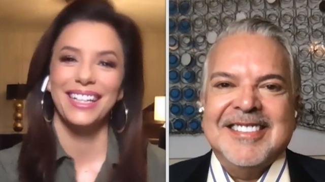 Eva Longoria and activist Henry Muñoz on CBS special "Essential Heroes: A Momento Latino Event" 