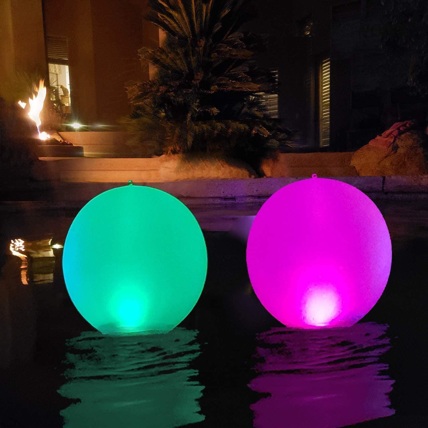 a pair of floating solar lights 