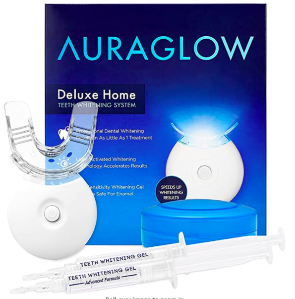 Auraglow teeth whitening kit with LED light 