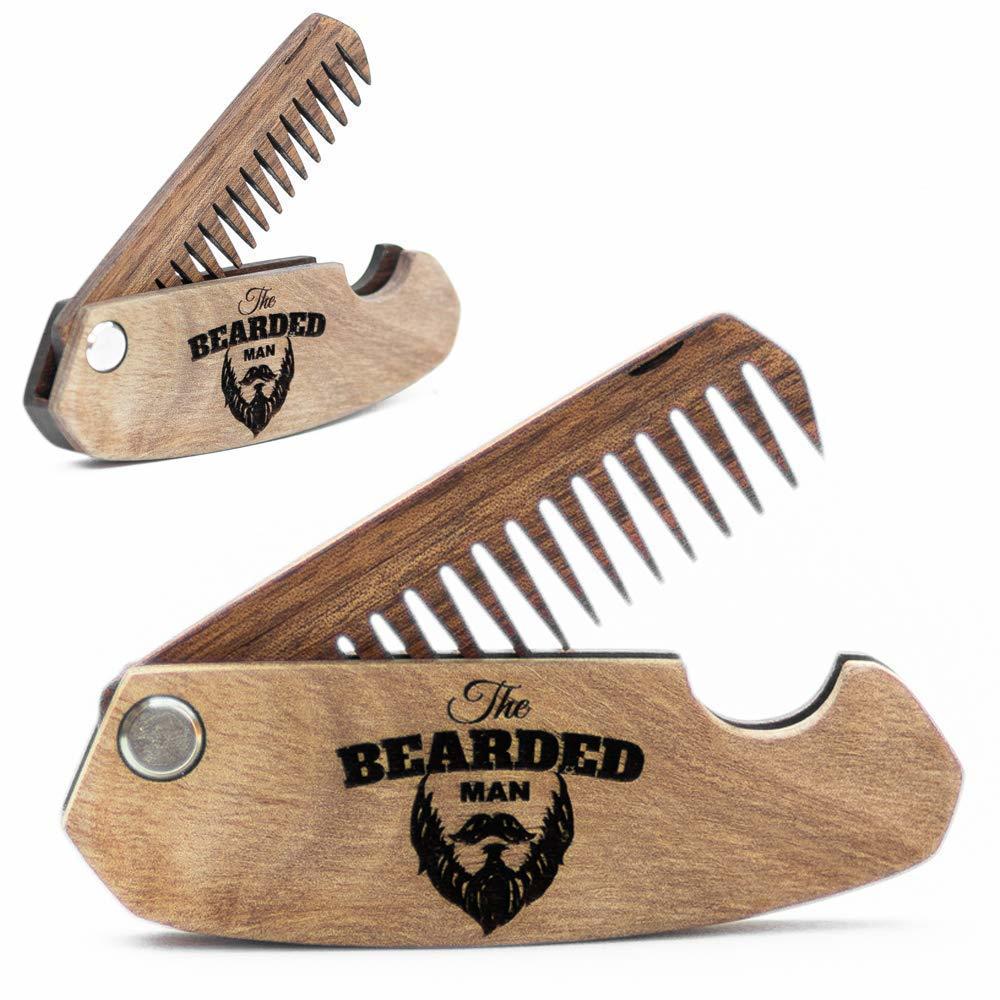 Wooden pocket beard comb 