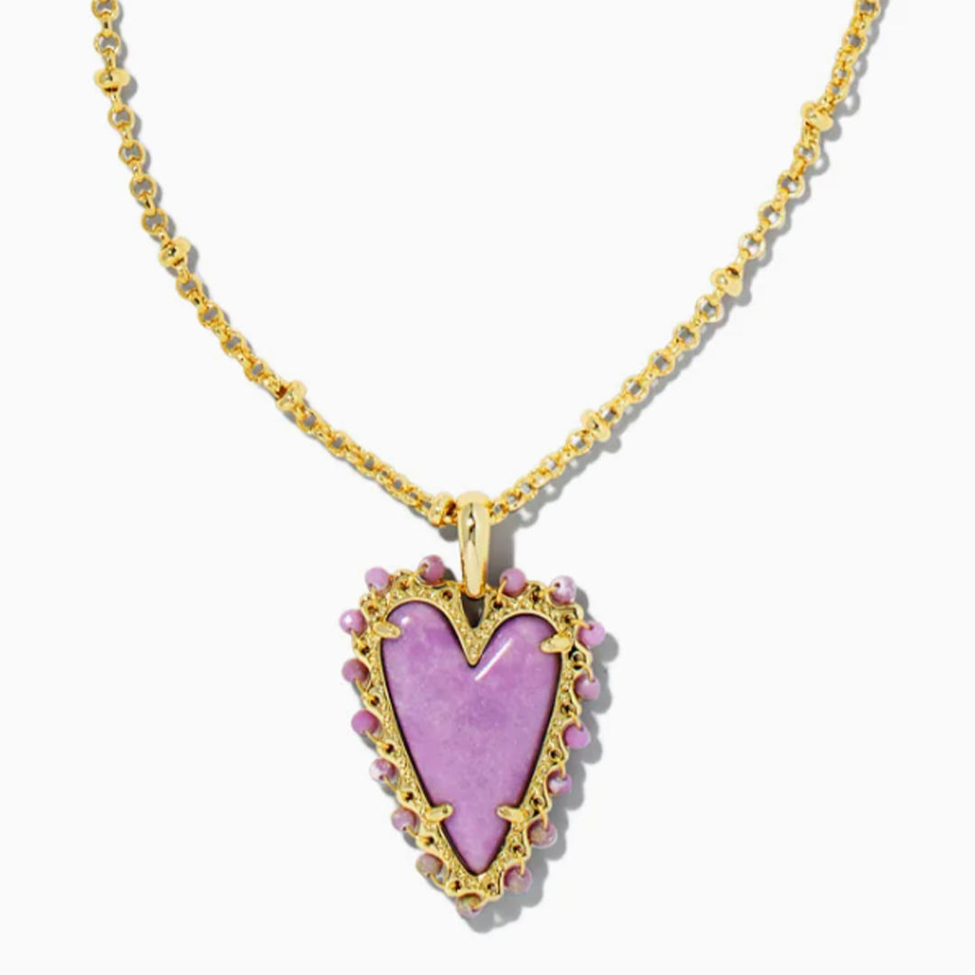 Kendra Scott beaded Ansley heart gold pendant necklace 