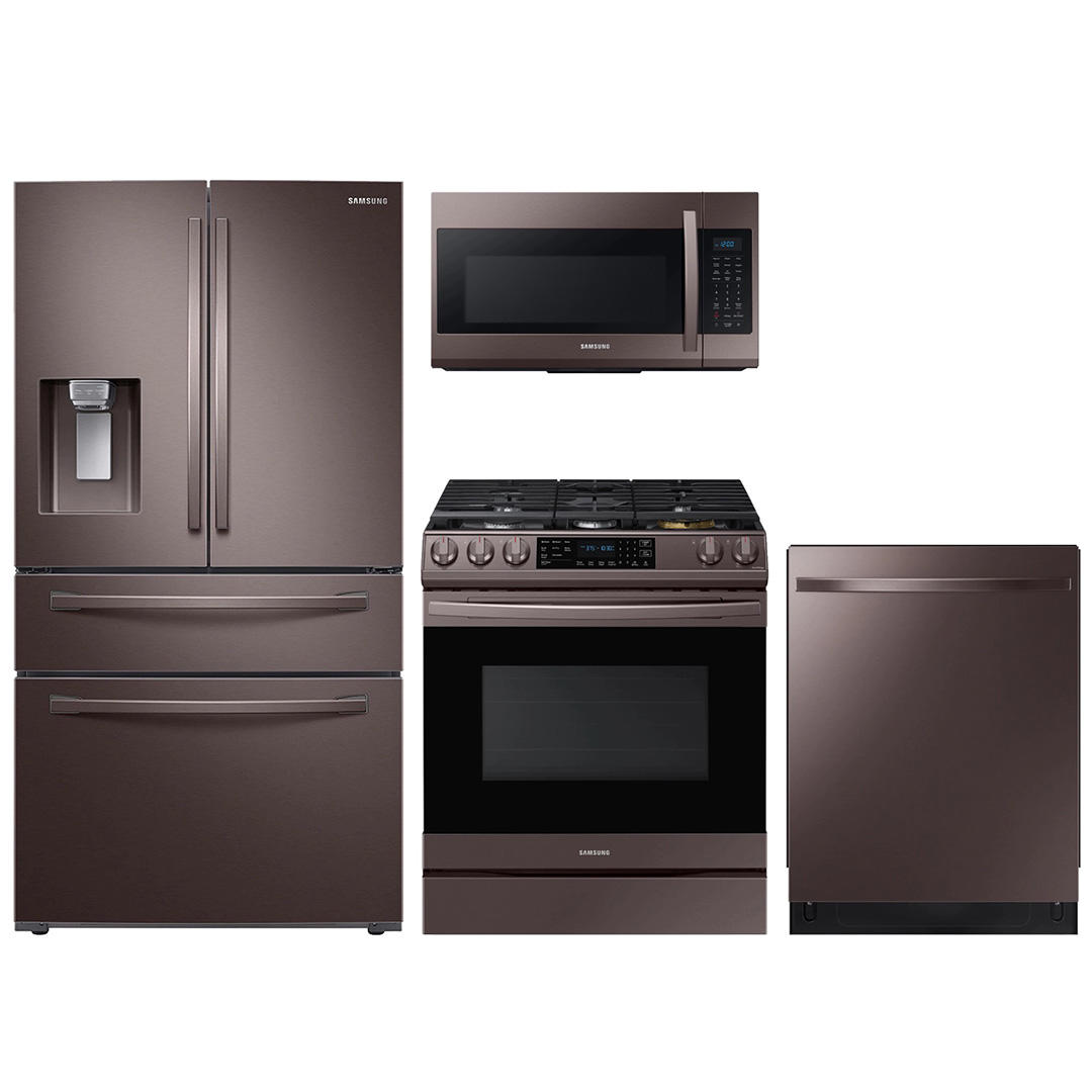 23 cu. ft. counter depth 4-door refrigerator, gas range, microwave and dishwasher package 