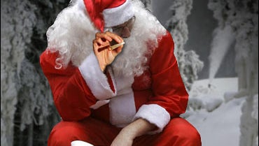 Nylon Fingerless Gloves Santa Claus Smoking Weed