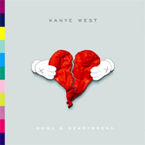 The cover of Kanye West's album "808's and Heartbreak" designed by the artist KAWS