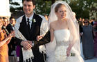 Chelsea Clinton and Marc Mezvinsky following their wedding ceremony. Chelsea Clinton was married to Marc Mezvinsky at Astor Court in Rhinebeck, NY on July 31, 2010. 