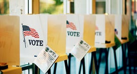 vote, voting booth, votes, election, ballot box, ballots, flag, america, american, generic, stock