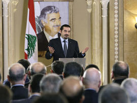Saad Hariri speak in Beirut
