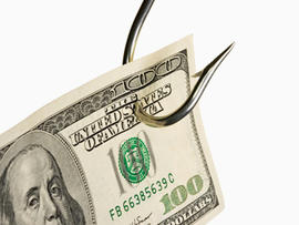 Fish Hook with Hundred Dollar Bill
