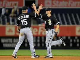 Brent Lillibridge is congratulated by his teammate