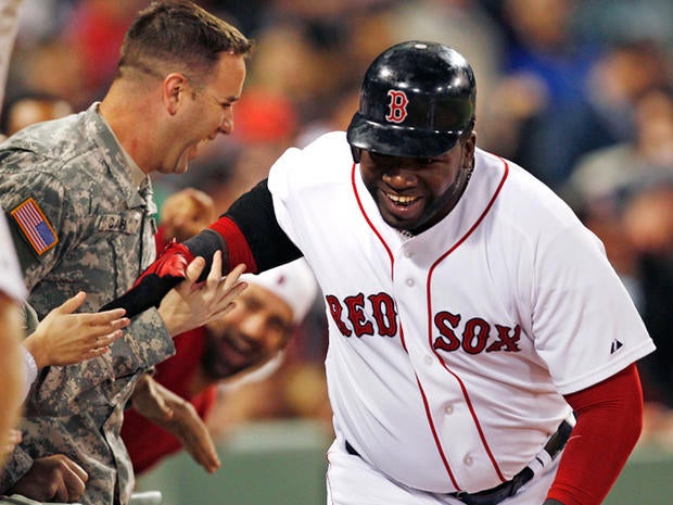 David Ortiz congratulated by U.S. Army Rangers Sgt. Lucas Carr