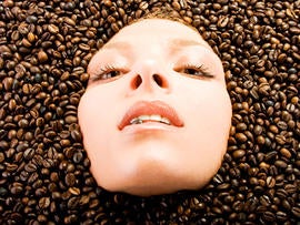 face, woman, coffee, beans, stock, 4x3