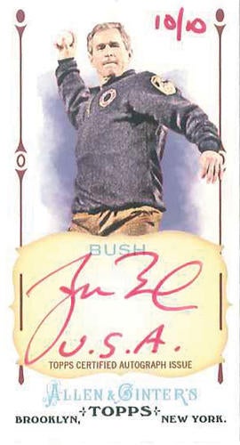 George W. Bush baseball card