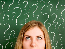 questioning, wondering, asking, question marks, confused, thinking, chalkboard, blackboard, stock, 4x3