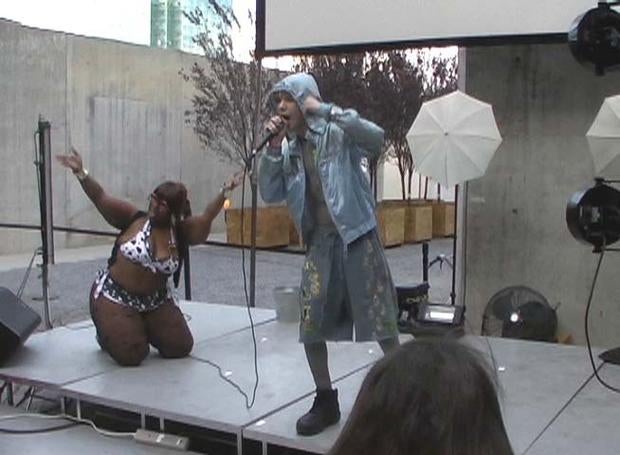Glass Popcorn, aka Will Neibergall, 15, of Tempe, Arizona, performs at MoMA PS1 in Queens, NY