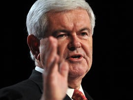 US Republican presidential hopeful former House Speaker Newt Gingrich addresses the Family Research Council's Values Voter Summit in Washington on October 7, 2011.