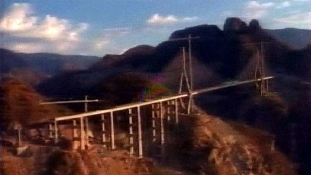 Mexico's Baluarte Bridge is seen in the Sierra Madre Occidental mountains. 