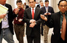 House Majority Leader Eric Cantor is chased by reporters after a news conference at the U.S. Capitol Dec. 22, 2011, in Washington. 